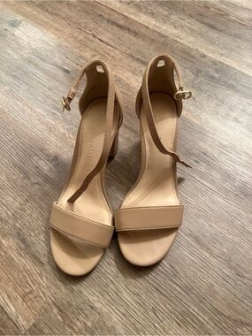 Kendall & Kylie Nude Tan Ankle-Strap Block Heels